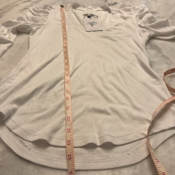 Sundays white v-neck ribbed ruched long-sleeved IVETTE TOP size xs - Picture 9 of 9